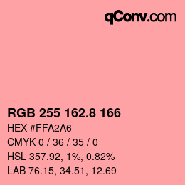 Color code: RGB 255 162.8 166 | qconv.com