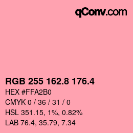 カラーコード: RGB 255 162.8 176.4 | qconv.com