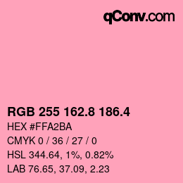 カラーコード: RGB 255 162.8 186.4 | qconv.com