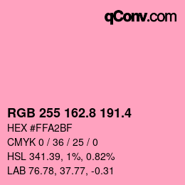 カラーコード: RGB 255 162.8 191.4 | qconv.com