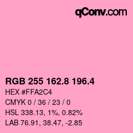 カラーコード: RGB 255 162.8 196.4 | qconv.com