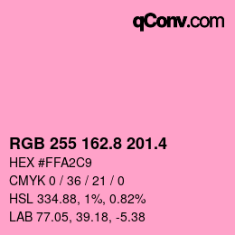 カラーコード: RGB 255 162.8 201.4 | qconv.com