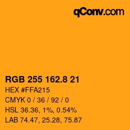 Color code: RGB 255 162.8 21 | qconv.com