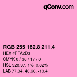 カラーコード: RGB 255 162.8 211.4 | qconv.com