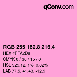 カラーコード: RGB 255 162.8 216.4 | qconv.com