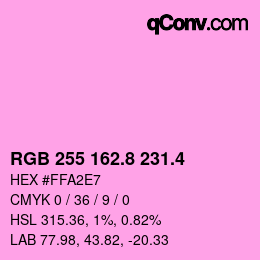 カラーコード: RGB 255 162.8 231.4 | qconv.com
