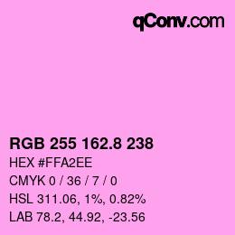 カラーコード: RGB 255 162.8 238 | qconv.com