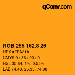 Color code: RGB 255 162.8 26 | qconv.com