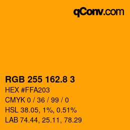 カラーコード: RGB 255 162.8 3 | qconv.com