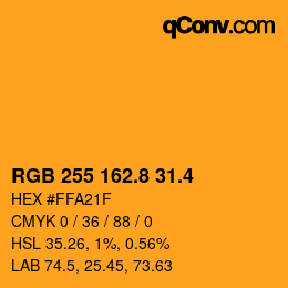 カラーコード: RGB 255 162.8 31.4 | qconv.com