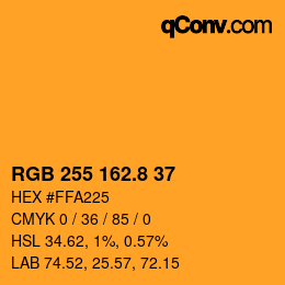 Color code: RGB 255 162.8 37 | qconv.com
