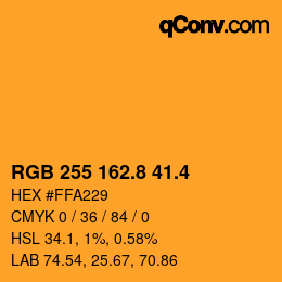 カラーコード: RGB 255 162.8 41.4 | qconv.com