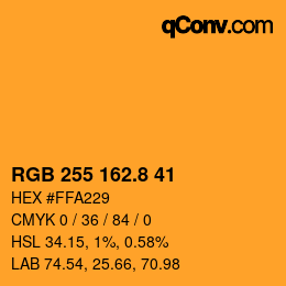Color code: RGB 255 162.8 41 | qconv.com