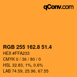 カラーコード: RGB 255 162.8 51.4 | qconv.com