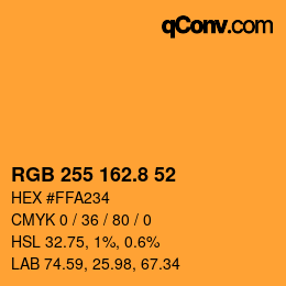 Color code: RGB 255 162.8 52 | qconv.com
