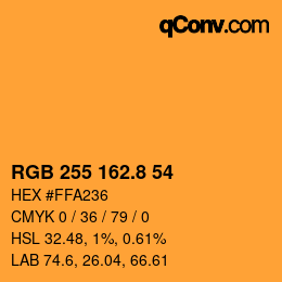 Color code: RGB 255 162.8 54 | qconv.com