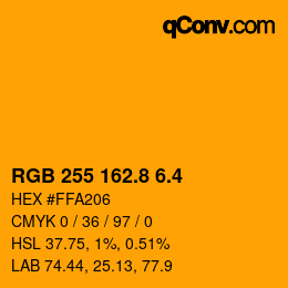 カラーコード: RGB 255 162.8 6.4 | qconv.com
