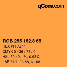 Color code: RGB 255 162.8 68 | qconv.com