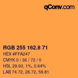 Color code: RGB 255 162.8 71 | qconv.com
