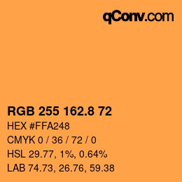 Color code: RGB 255 162.8 72 | qconv.com