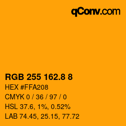 Color code: RGB 255 162.8 8 | qconv.com