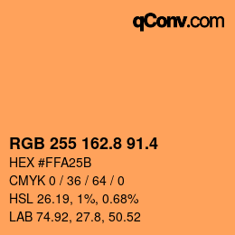 カラーコード: RGB 255 162.8 91.4 | qconv.com