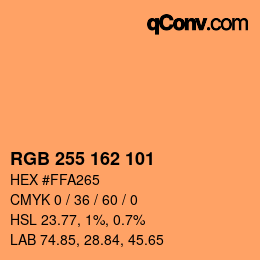Color code: RGB 255 162 101 | qconv.com