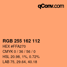 Color code: RGB 255 162 112 | qconv.com