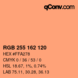 颜色代码: RGB 255 162 120 | qconv.com