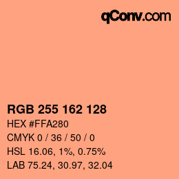 カラーコード: RGB 255 162 128 | qconv.com