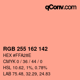 カラーコード: RGB 255 162 142 | qconv.com