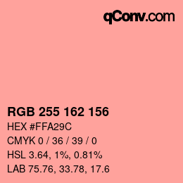 カラーコード: RGB 255 162 156 | qconv.com