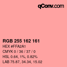 Color code: RGB 255 162 161 | qconv.com