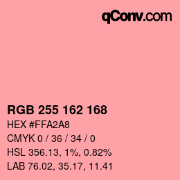 Color code: RGB 255 162 168 | qconv.com