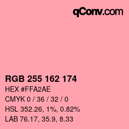 Color code: RGB 255 162 174 | qconv.com