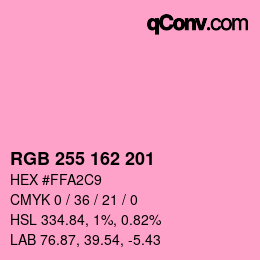 Color code: RGB 255 162 201 | qconv.com