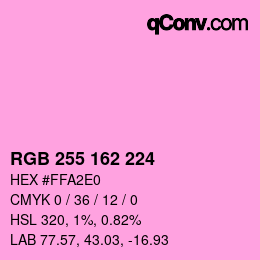 カラーコード: RGB 255 162 224 | qconv.com