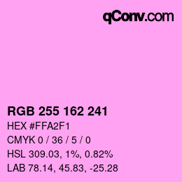 Color code: RGB 255 162 241 | qconv.com