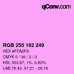 Color code: RGB 255 162 249 | qconv.com
