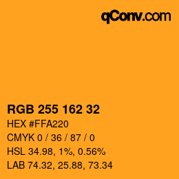 Color code: RGB 255 162 32 | qconv.com