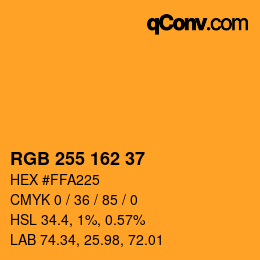 颜色代码: RGB 255 162 37 | qconv.com