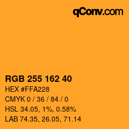 Color code: RGB 255 162 40 | qconv.com