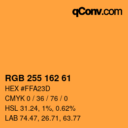 Color code: RGB 255 162 61 | qconv.com