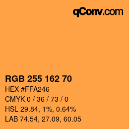 Color code: RGB 255 162 70 | qconv.com