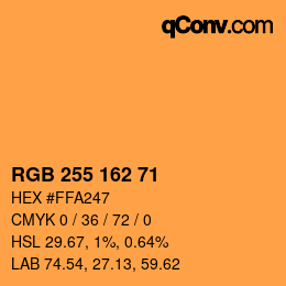 Color code: RGB 255 162 71 | qconv.com