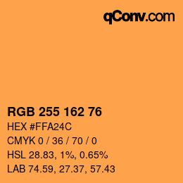 Color code: RGB 255 162 76 | qconv.com