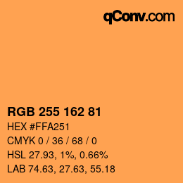 Color code: RGB 255 162 81 | qconv.com