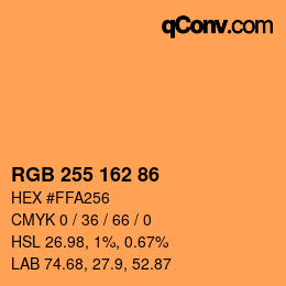 Color code: RGB 255 162 86 | qconv.com