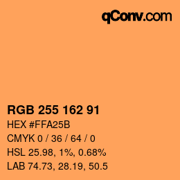 Color code: RGB 255 162 91 | qconv.com