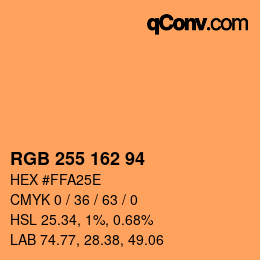 Color code: RGB 255 162 94 | qconv.com